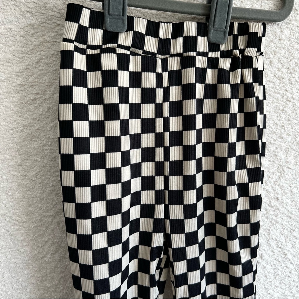 Girls Checkered Bell Bottom Flare Ribbed Pants Size 5 Years - Picture 5 of 12